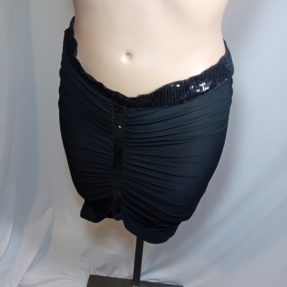 Y2K Entro Ruched Sequin Strapless Tube Top Corset Bustier Mini Skirt Glam Fits S - Picture 8 of 15